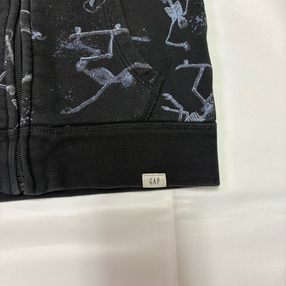 2/$20 Gap Kids Boys XS 4-5 Black Blue Skeleton Skateboarding Full Zip Sweatshirt - Picture 3 of 6